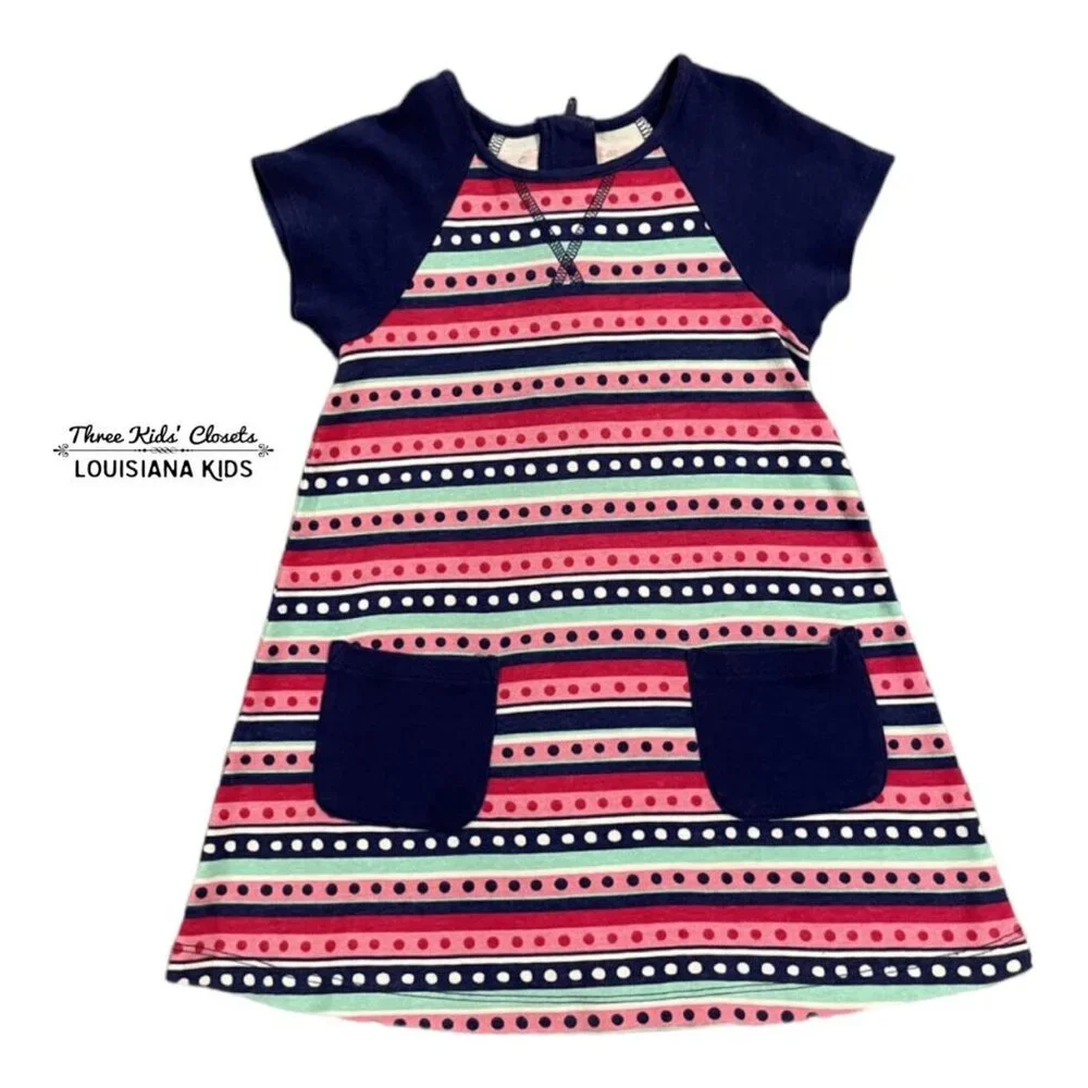 J. Khaki JK 3T Stripes & Polkadots Pocket Tunic Dress